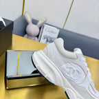 CHANEL SNEAKER IN PALE GRAY SUEDE AND MESH