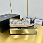 CHANEL ESPADRILLES PLATFORM IN BLACK PATTERN FABRIC