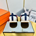 HERMES JET SNEAKER IN WHITE MIX NAVY BLUE SUEDE
