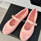 CHANEL Double C Light Pink Lambskin Mary Jane Shoes