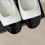CHANEL Double C Two-Tone Chain Mules White Lambskin