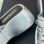 CHANEL Large Double C Platform Slippers Silver