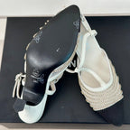 CHANEL Crystal Flat High Heel Sandals White