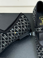 CHANEL FLAT MARY JANE 25SS IN BLACK EMBELLISHED WITH RHINESTONES
