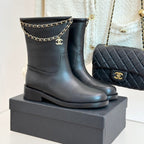 CHANEL SHORT BOOTS IN BLACK CALFSKIN