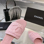 CHANEL SLIPPERS LIGHT PINK SHEEPSKIN