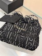 CHANEL 22 BAG 25S 37 CM IN BLACK DENIM