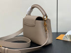 LOUIS VUITTON CAPUCINES MINI 21 IN KHAKI BROWN TAURILLON