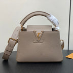 LOUIS VUITTON CAPUCINES MINI 21 IN KHAKI BROWN TAURILLON