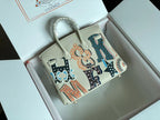 HERMES BIRKIN 25 BAG IN WHITE CREAM CALFSKIN WITH COLORFUL STICKER