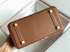 HERMES BIRKIN 25 BAG IN CHOCOLATE BROWN CALFSKIN WITH COLORFUL STICKER