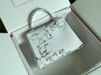 HERMES BIRKIN 25 BAG IN WHITE CALFSKIN WITH COLORFUL STICKER 228763
