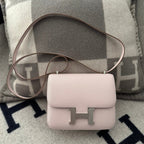 HERMES CONSTANCE 18 LIGHT PINK CHEVRE SILVER HARDWARE