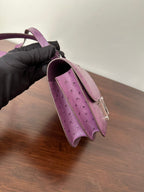 HERMES CONSTANCE 18 PURPLE OSTRICH SILVER HARDWARE