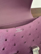 HERMES CONSTANCE 18 PURPLE OSTRICH SILVER HARDWARE