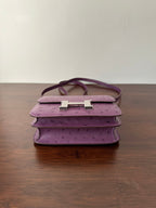 HERMES CONSTANCE 18 PURPLE OSTRICH SILVER HARDWARE
