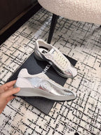 CHANEL CLASSIC SNEAKERS IN SILVER SHEEPSKIN