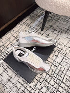 CHANEL CLASSIC SNEAKERS IN SILVER SHEEPSKIN