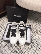 CHANEL TRAINERS SNEAKER IN WHITE CALFSKIN AND SUEDE