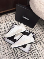 CHANEL TRAINERS SNEAKER IN WHITE CALFSKIN AND SUEDE