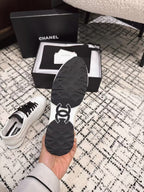 CHANEL TRAINERS SNEAKER IN WHITE CALFSKIN AND SUEDE