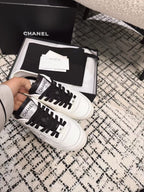 CHANEL TRAINERS SNEAKER IN WHITE CALFSKIN AND SUEDE