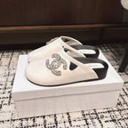 CHANEL FLAT MULES IN WHITE CALFSKIN