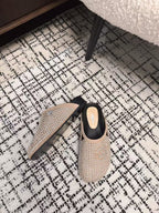 CHANEL FLAT MULE IN LIGHT BROWN SUEDE WITH CRYSTALS
