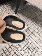 CHANEL FLAT MULE IN LIGHT BROWN SUEDE WITH CRYSTALS