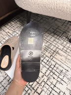 CHANEL FLAT MULE IN LIGHT BROWN SUEDE WITH CRYSTALS