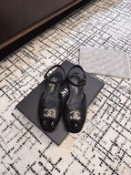 CHANEL FLAT SLINGBACKS IN BLACK CALFSKIN
