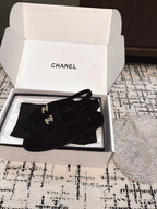 CHANEL SLINGBACK LOAFER IN BLACK SUEDE AND SHEARLING