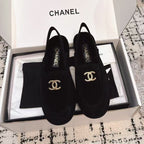 CHANEL SLINGBACK LOAFER IN BLACK SUEDE AND SHEARLING