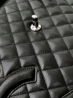 CHANEL CAMBON LARGE FLAP 25S 33 CM IN BLACK CALFSKIN WITH LOGO