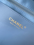 CHANEL 25S MAXI BOW BAG 38 IN BLUE DENIM WITH GOLD HARDWARE