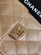 CHANEL 25S HOBO BAG 30 IN ROSE METALLIC CAVIAR