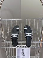 HERMES Georgia Sandals Silver Black Calfskin