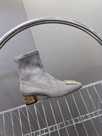 DIOR ICON HEELED ANKLE BOOT DOVE GRAY SUEDE 4 CM WITH GOLD LOGO