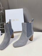 DIOR ICON HEELED ANKLE BOOT COOL GRAY SUEDE 8 CM