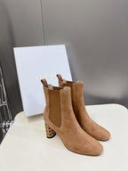 DIOR ICON HEELED ANKLE BOOT CIDER BROWN SUEDE 8 CM