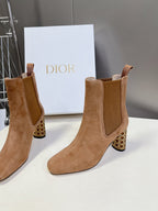 DIOR ICON HEELED ANKLE BOOT CIDER BROWN SUEDE 8 CM