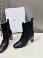 DIOR ICON HEELED ANKLE BOOT BLACK CALFSKIN 8 CM