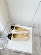 CHANEL BALLET FLAT IN LIGHT YELLOW MIX BLACK SUEDE