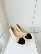 CHANEL BALLET FLAT IN LIGHT YELLOW MIX BLACK SUEDE