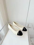 CHANEL BALLET FLAT IN WHITE MIX BLACK CALFSKIN
