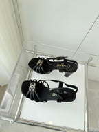 CHANEL HIGH HEEL SANDALS 85 MM IN BLACK LAMBSKIN