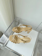 CHANEL HIGH HEEL SANDALS 85 MM IN FLAX YELLOW LAMBSKIN