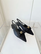 CHANEL SLINGBACKS 18 MM IN BLACK CALFSKIN MIX CANVAS