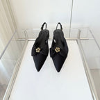 CHANEL SLINGBACKS 18 MM IN BLACK CALFSKIN MIX CANVAS