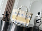 CHANEL 25S SHOPPING BAG 35 IN CREAM WHITE AND YELLOW CANVAS